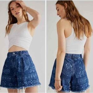 Free People/Blue Jean Shorts with Distressed Frayed Hem